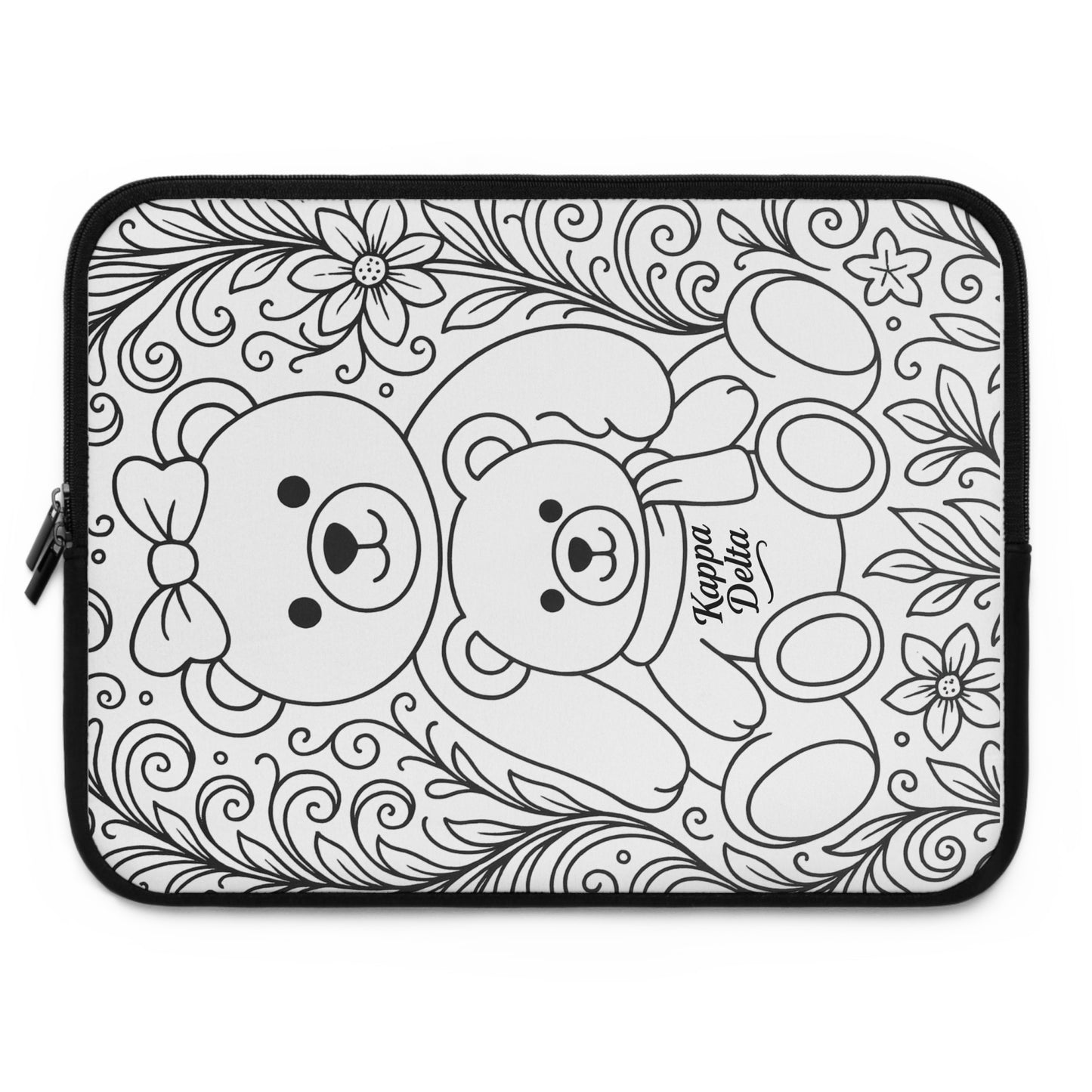 Kappa Delta Bear Laptop Sleeve — Black & White Decorative Protective Case