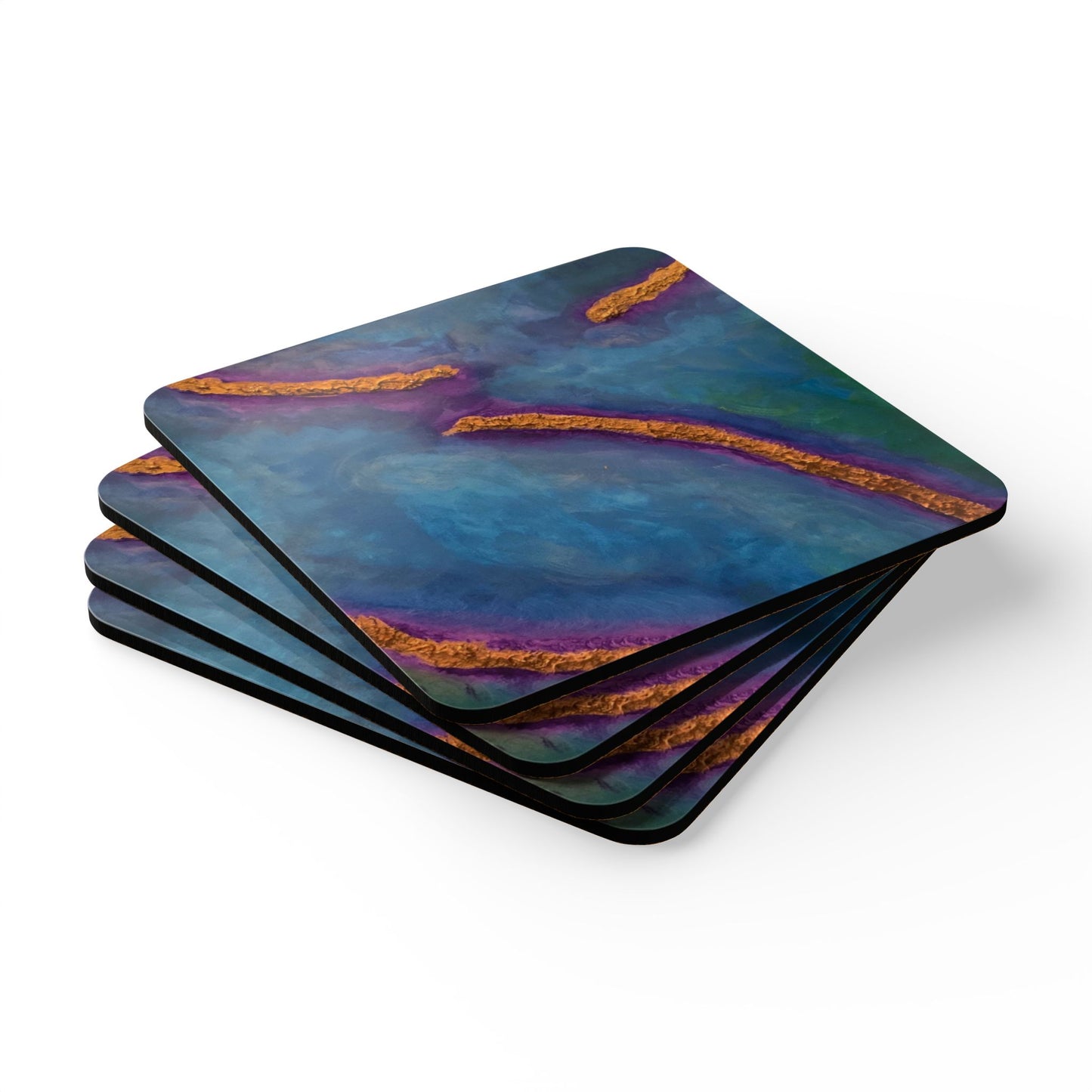 Corkwood Coaster Set titled "Sacred Strength"- by Cancer Survivor artist Alicia Seicshnaydre