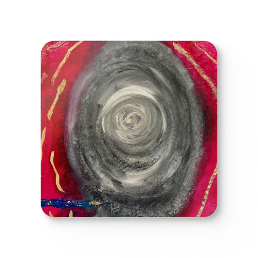Corkwood Coaster Set titled "Love and Anger" - by Cancer Survivor artist Alana Acereto