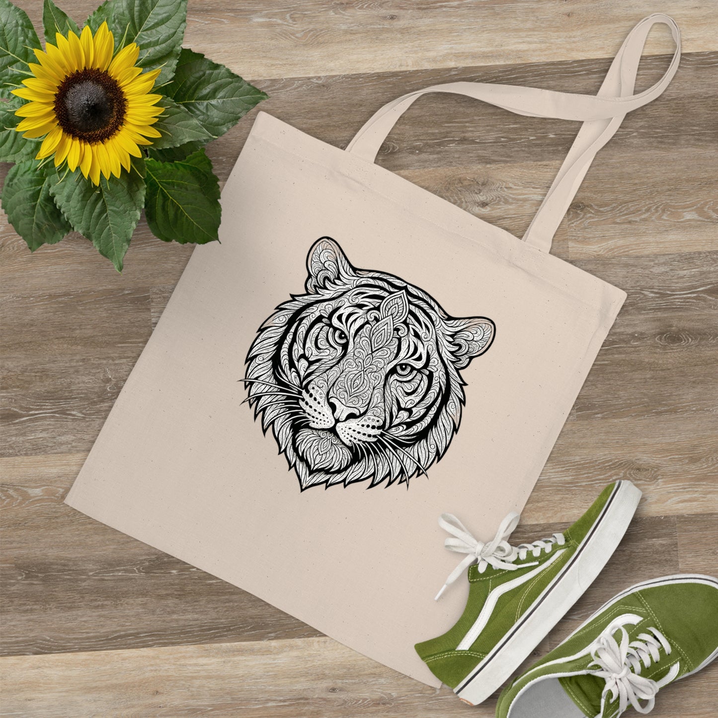 Tiger Tote Bag, Eco-Friendly Shopping Bag, Wild Animal Lover Gift, Festival Carry-All, Beach Bag, Hiking Accessory, Nature Enthusiast