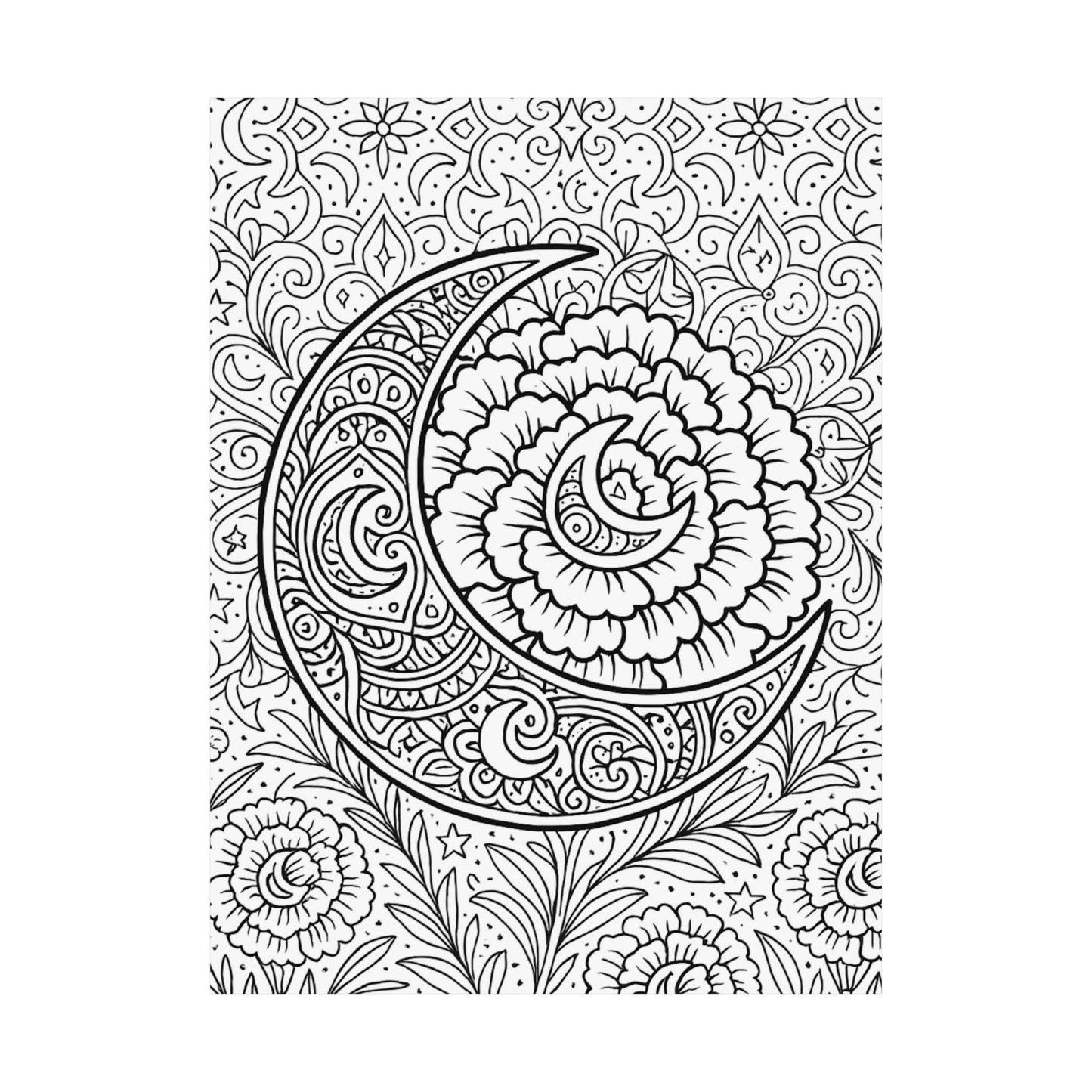 Colorable Crescent Moon Poster