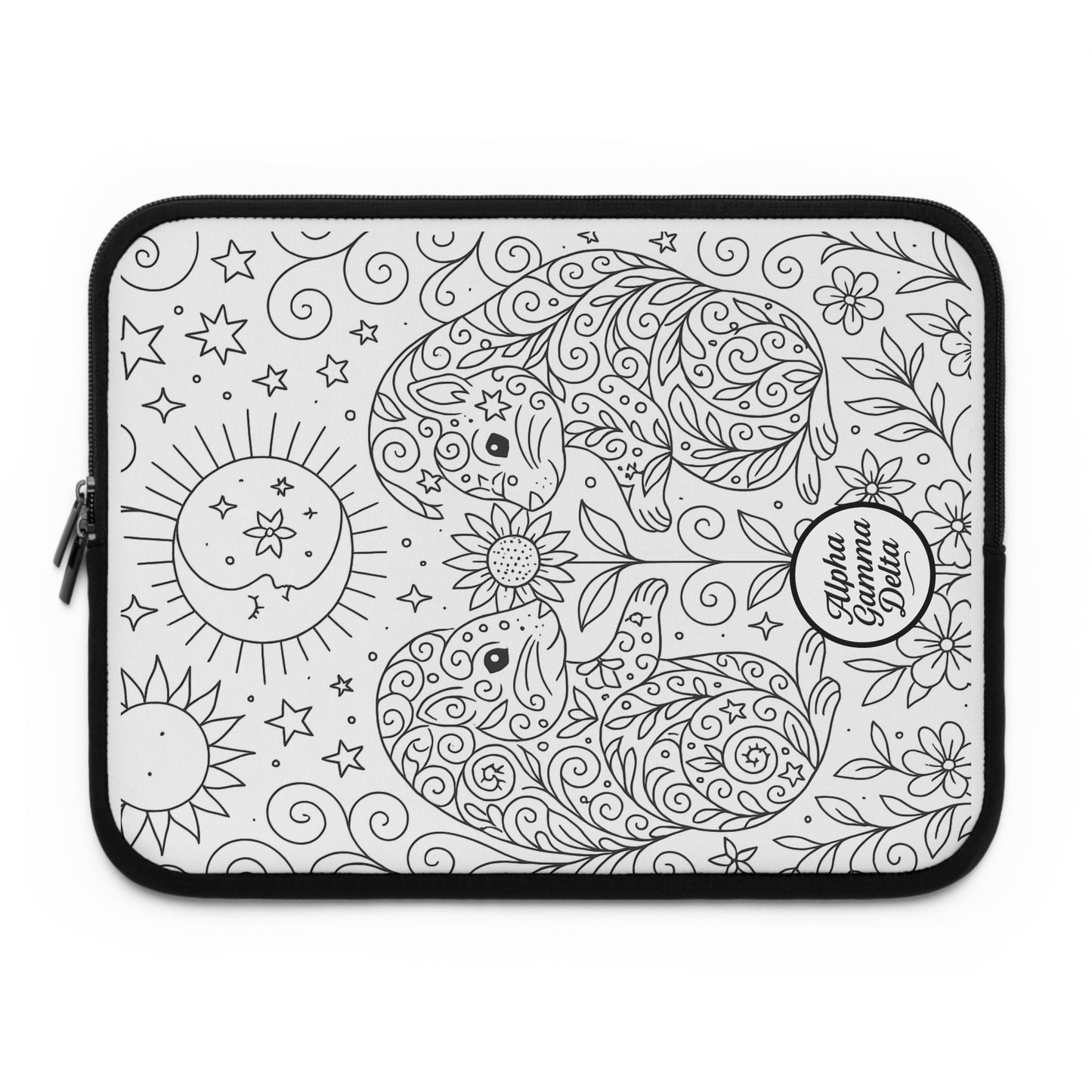 Alpha Gamma Delta Squirrel Laptop Sleeve — Black & White Decorative Protective Case