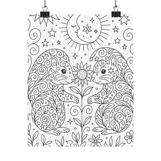 Colorable Squirrel Poster