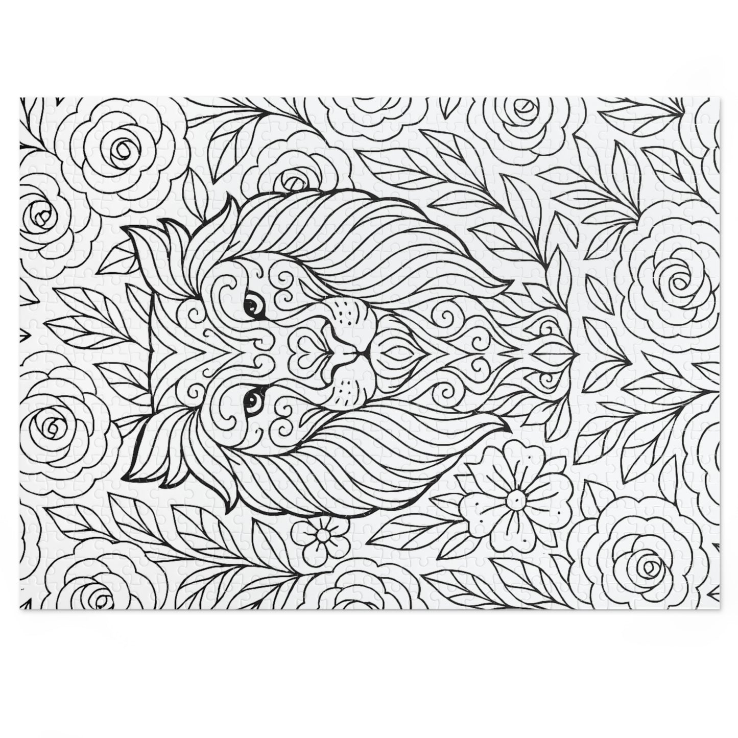Adult Coloring Lion Jigsaw Puzzle with Tin – Mindfulness Puzzle for Stress Relief & Gifts