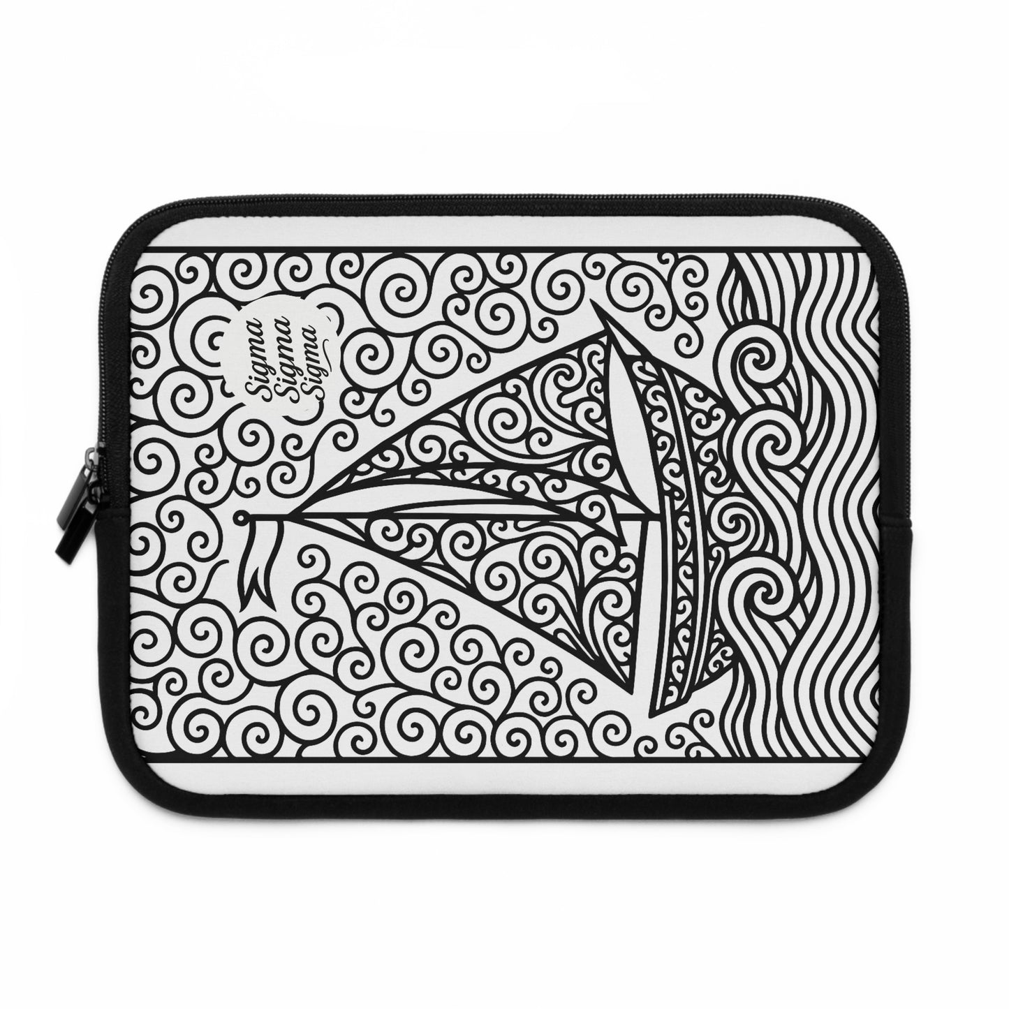 Sigma Sigma Sigma Sailboat Laptop Sleeve — Black & White Decorative Protective Case
