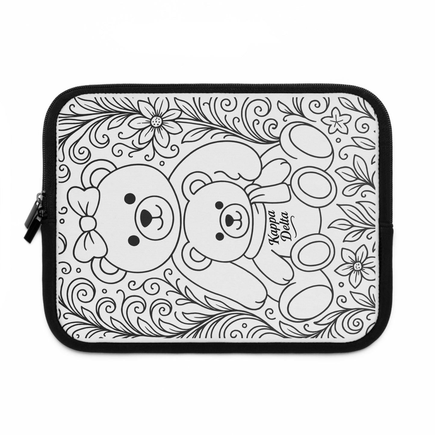 Kappa Delta Bear Laptop Sleeve — Black & White Decorative Protective Case