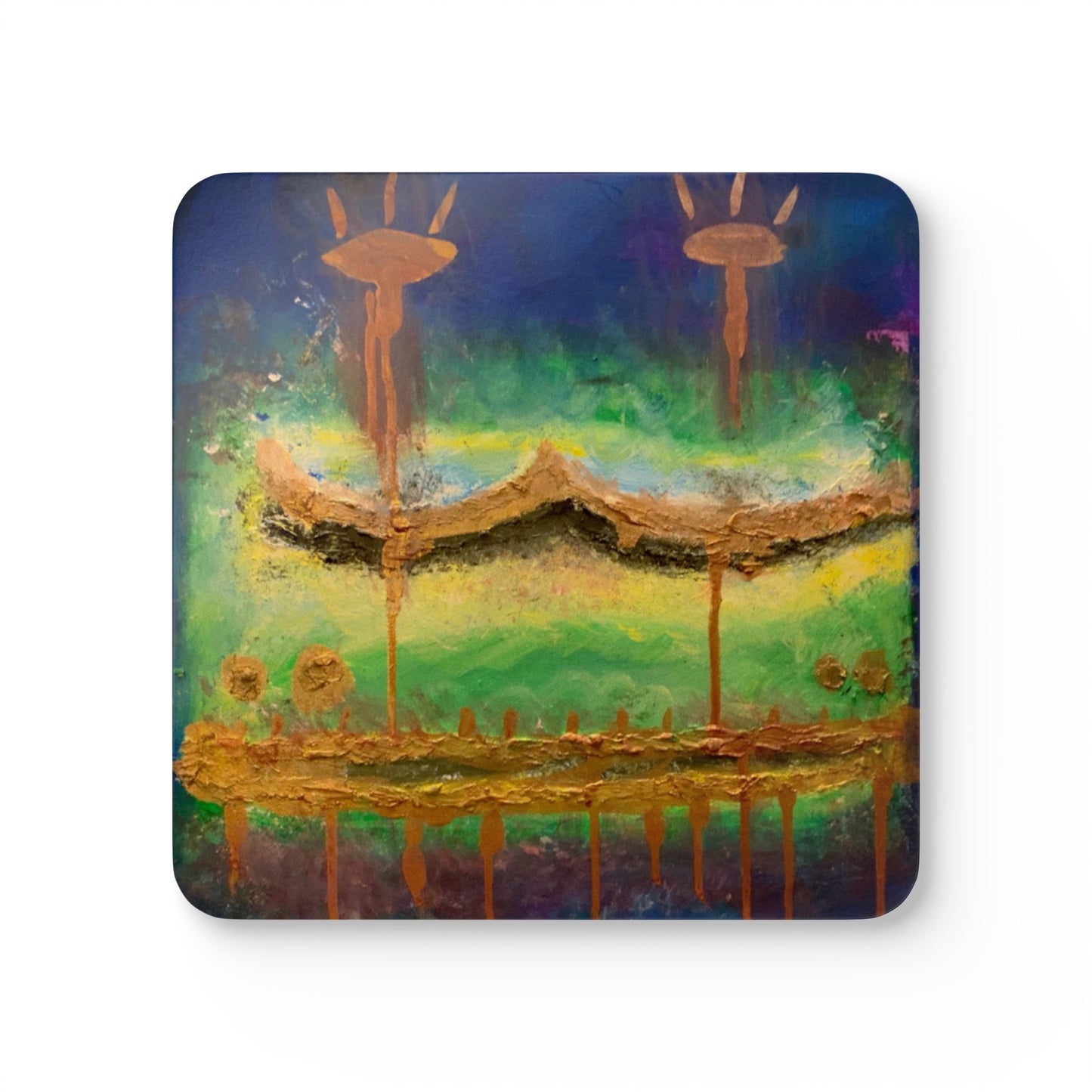 Corkwood Coaster Set titled "Tracks of my Tears"- by Cancer Survivor artist Idun-Cara Byers