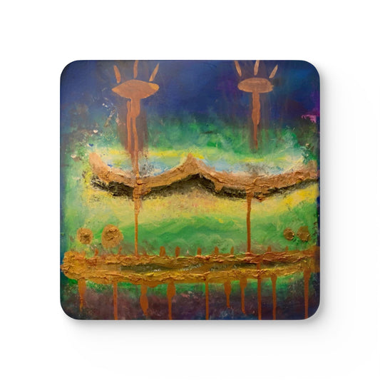 Corkwood Coaster Set titled "Tracks of my Tears"- by Cancer Survivor artist Idun-Cara Byers