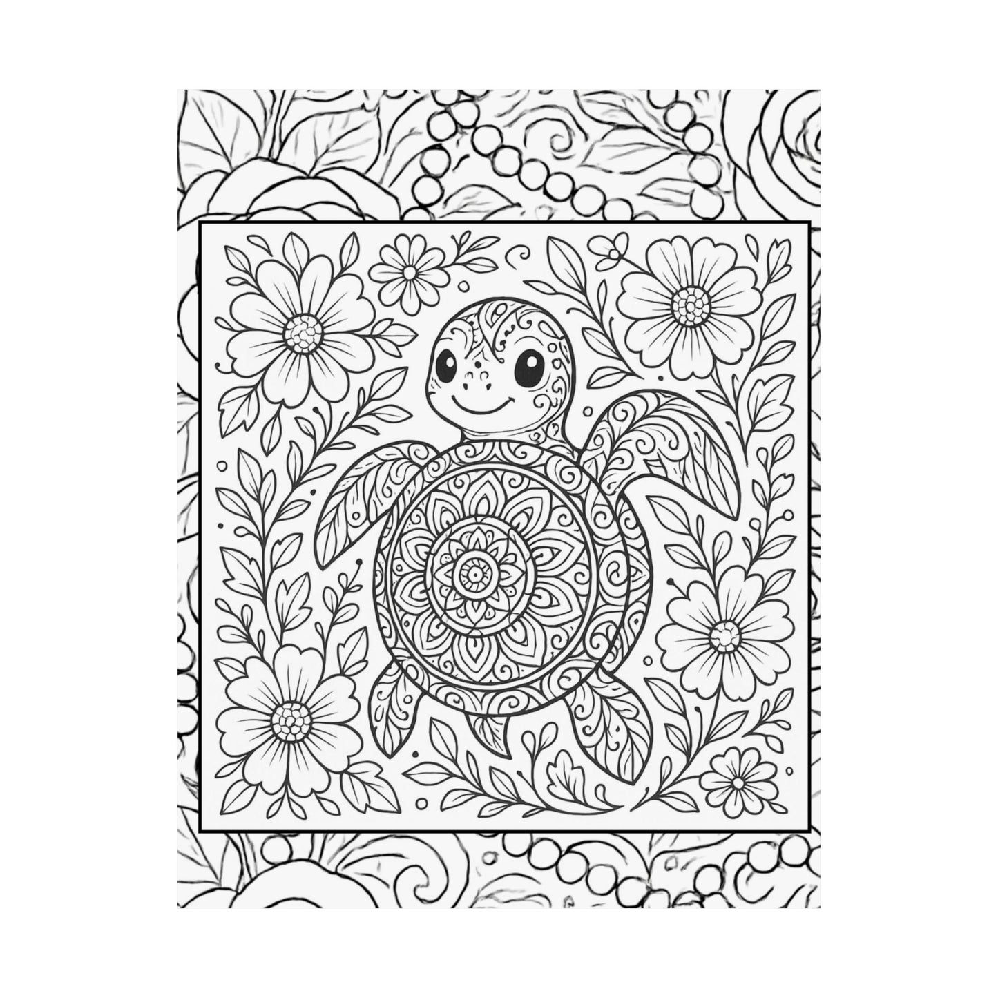 Colorable Turtle Poster