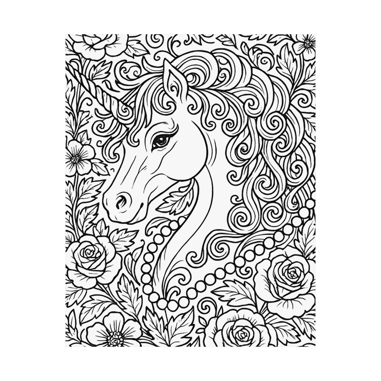 Colorable Unicorn and Pearls Poster