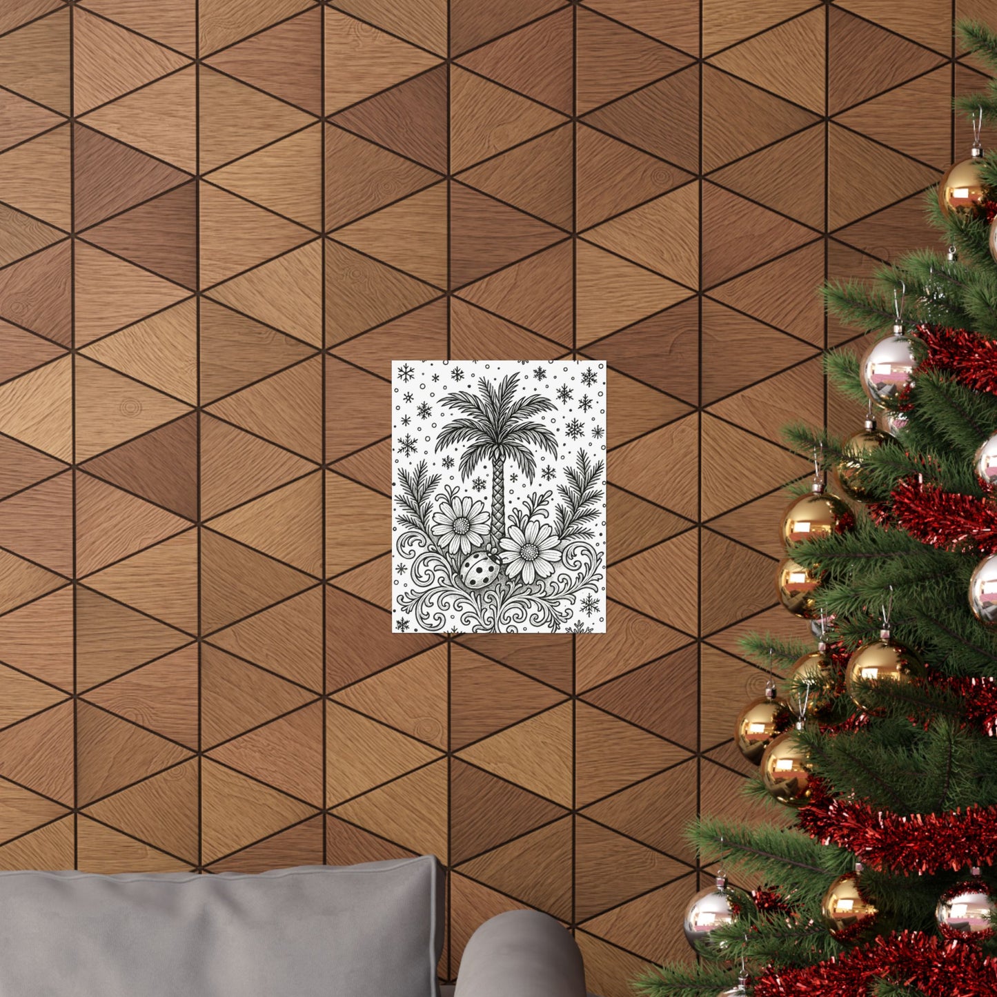 Colorable Palm Tree and Lady Bug Poster