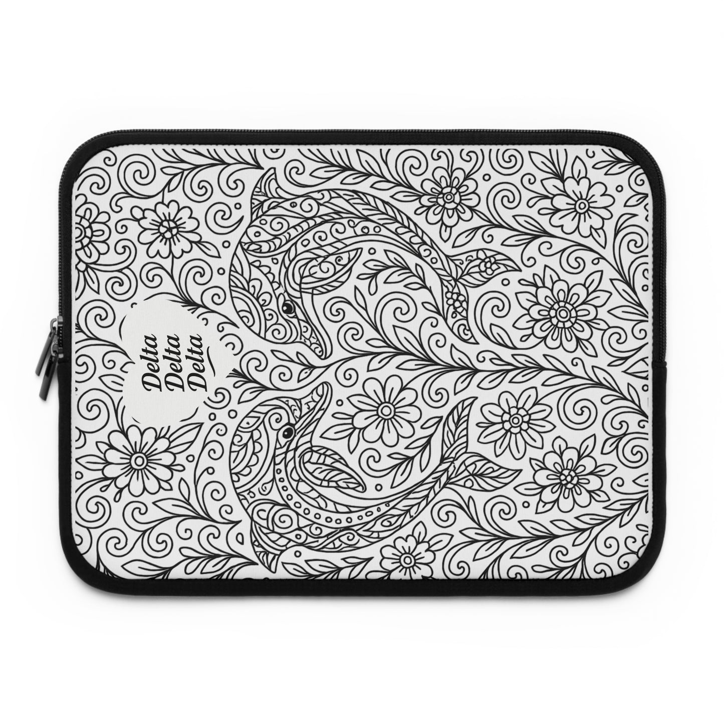 Delta Delta Delta Dolphins Laptop Sleeve — Black & White Decorative Protective Case