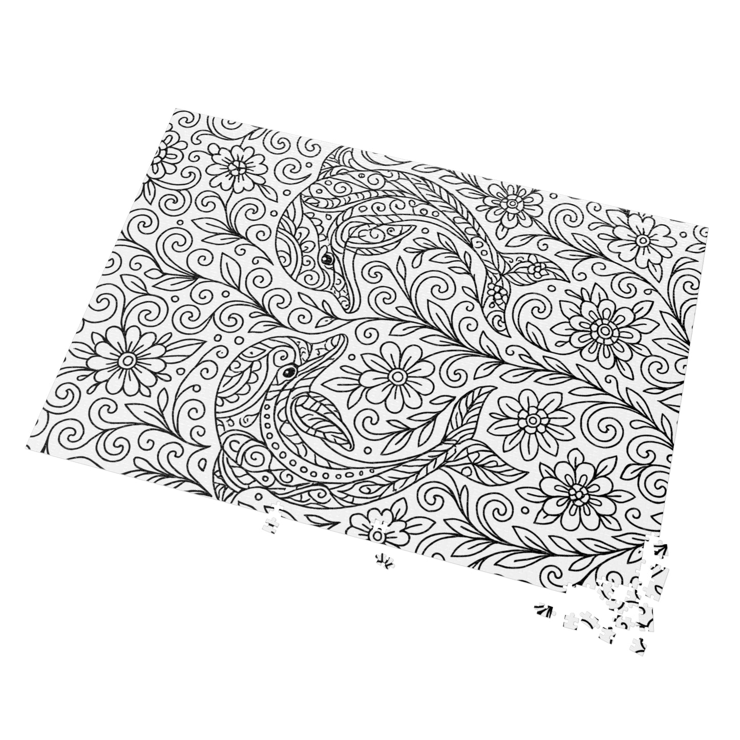 Adult Coloring Dolphin Jigsaw Puzzle with Tin – Mindfulness Puzzle for Stress Relief & Gifts