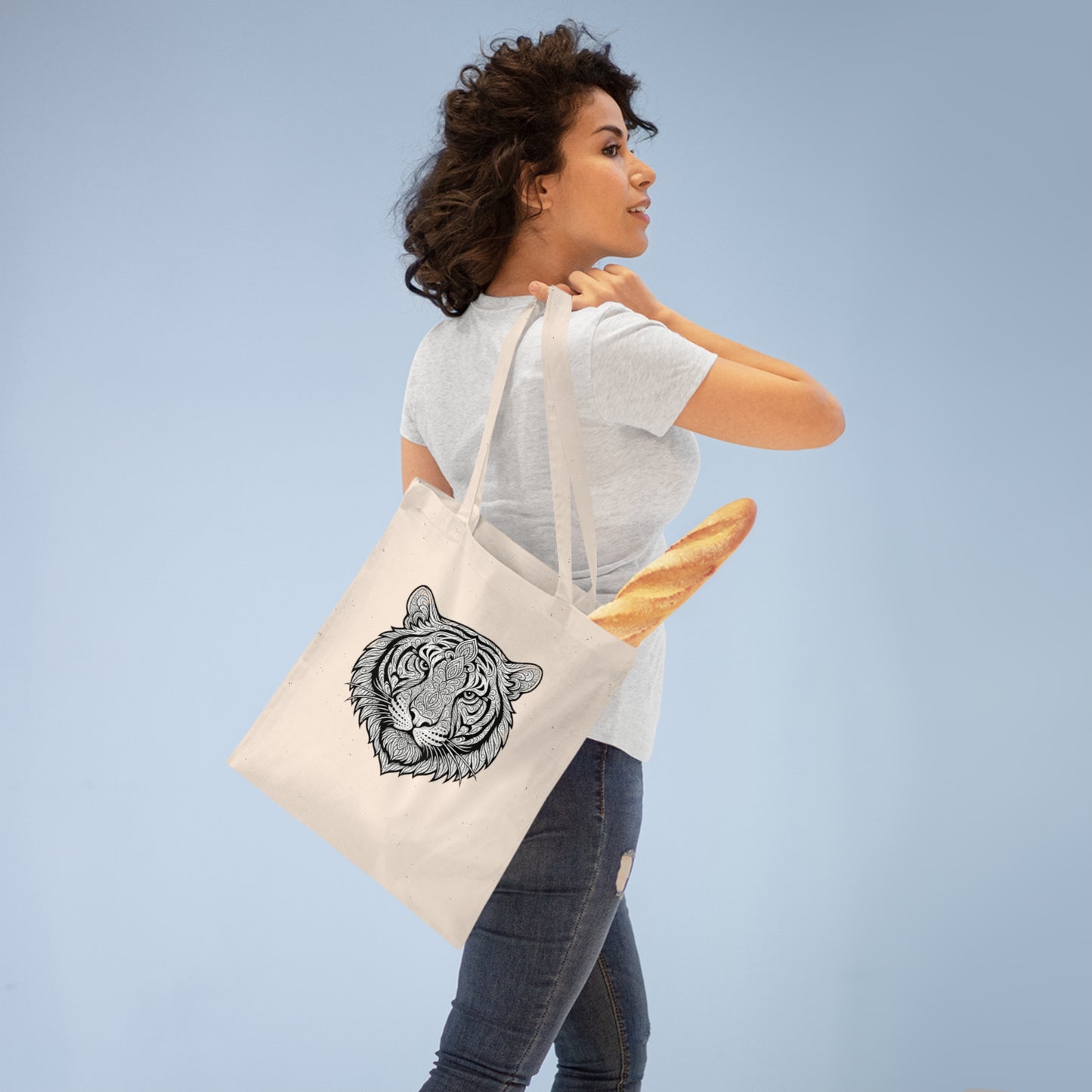 Tiger Tote Bag, Eco-Friendly Shopping Bag, Wild Animal Lover Gift, Festival Carry-All, Beach Bag, Hiking Accessory, Nature Enthusiast