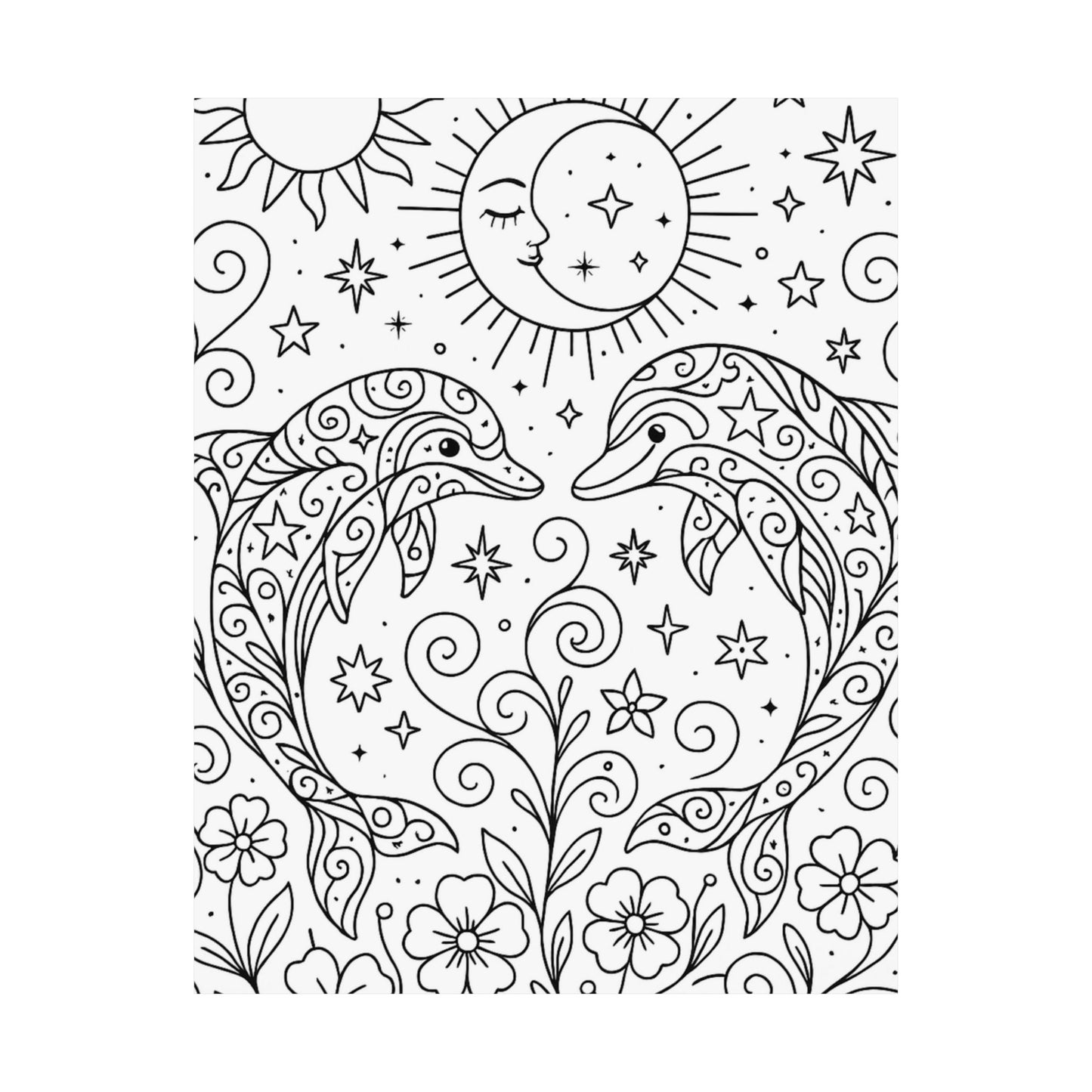 Colorable Dolphins Poster