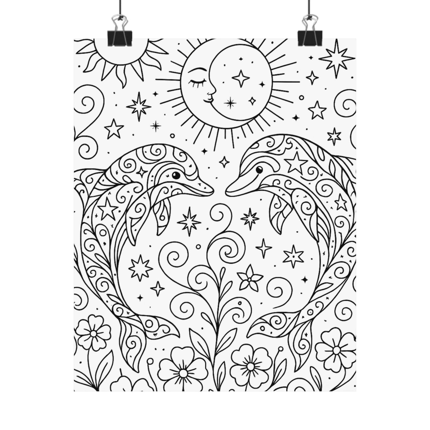 Colorable Dolphins Poster