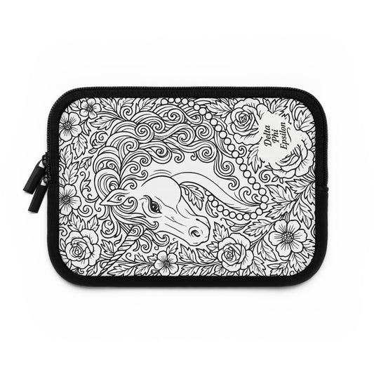 Delta Phi Epsilon Unicorn Laptop Sleeve — Black & White Decorative Protective Case
