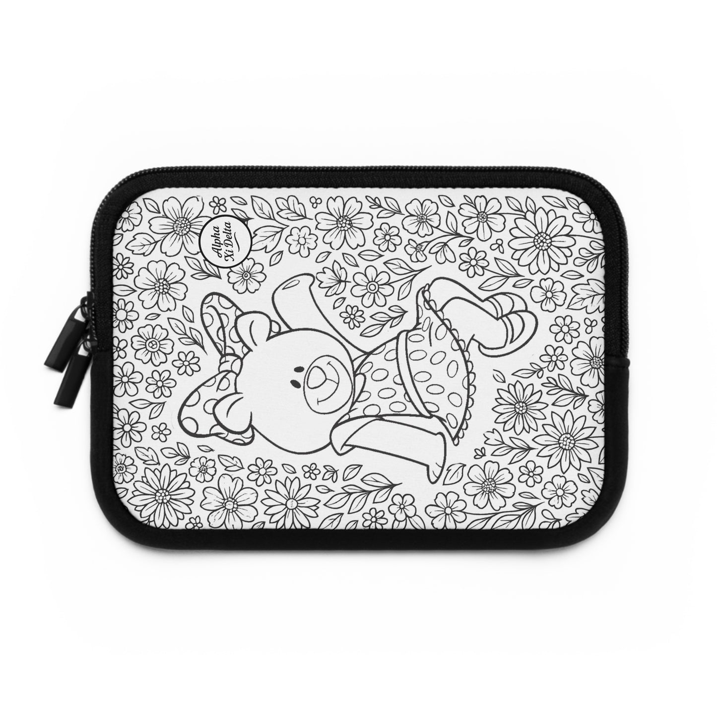 Alpha Xi Delta BetXiBear Laptop Sleeve — Black & White Decorative Protective Case