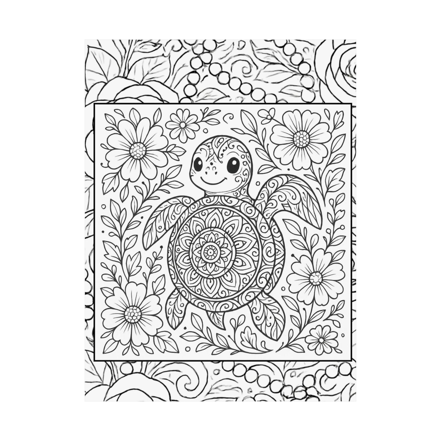 Colorable Turtle Poster