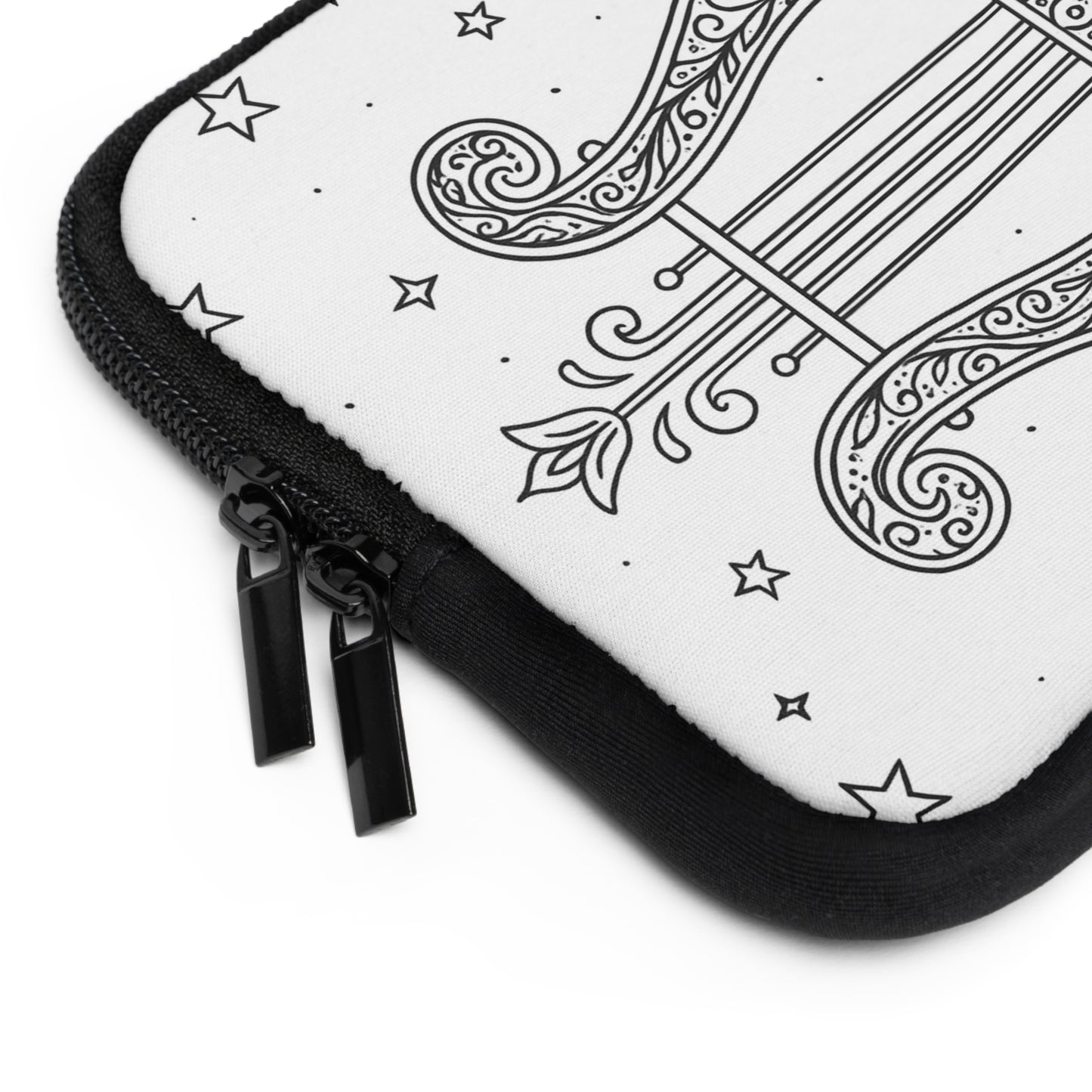 Alpha Chi Omega Lyre Edition Laptop Sleeve — Black & White Decorative Protective Case