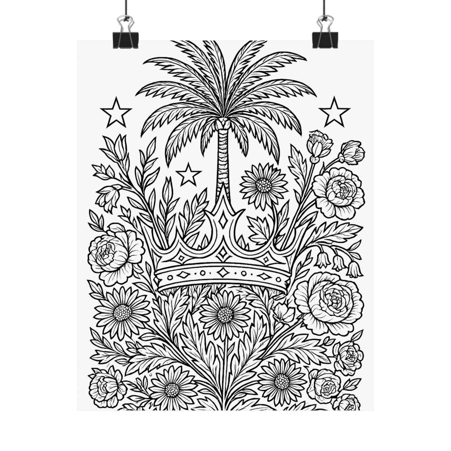 Colorable Crown and Palm Tree Poster
