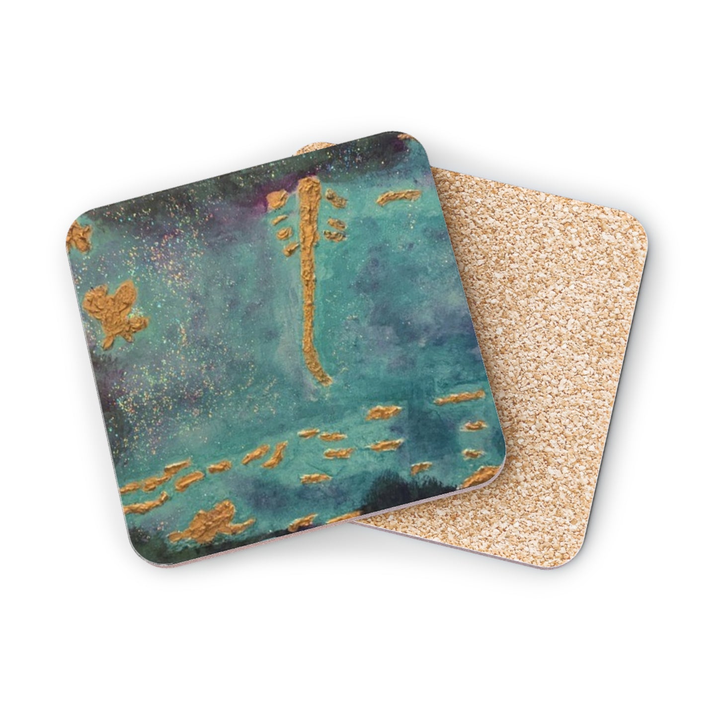 Corkwood Coaster Set - by Cancer Survivor artist Maureen Fedge, entitled "There is Light and Beauty Out of the Darkness"