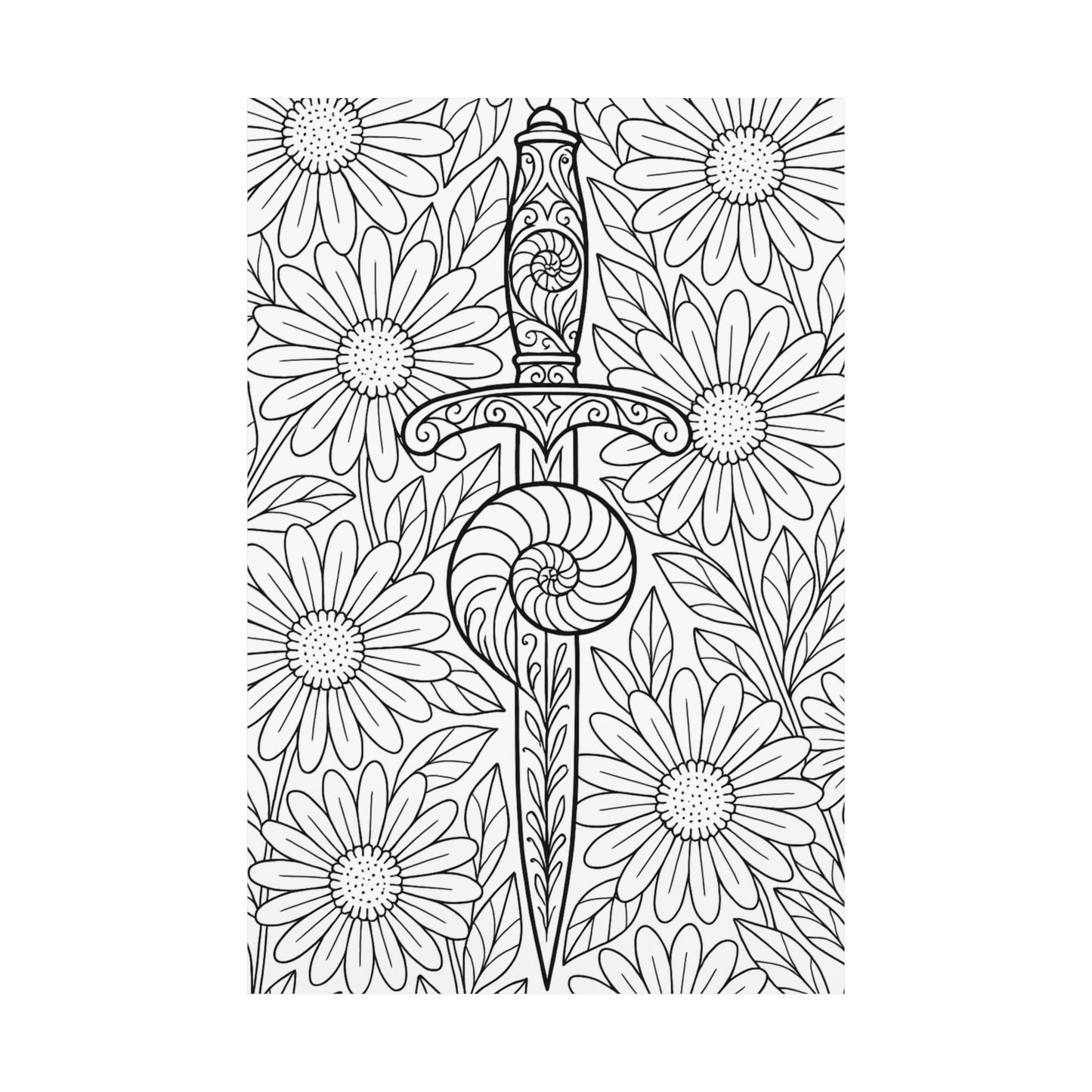 Colorable Dagger and Nautilus Shell Poster