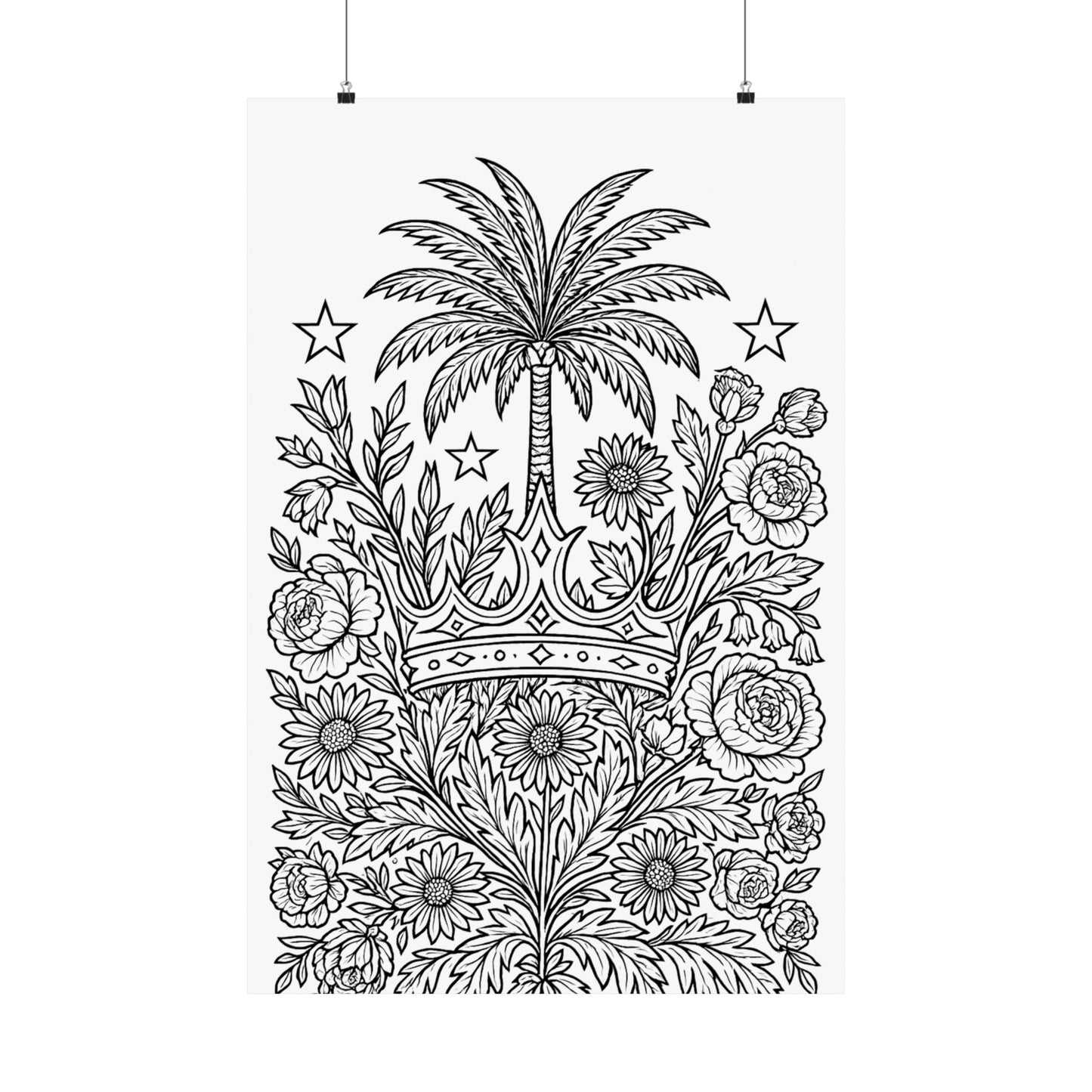 Colorable Crown and Palm Tree Poster