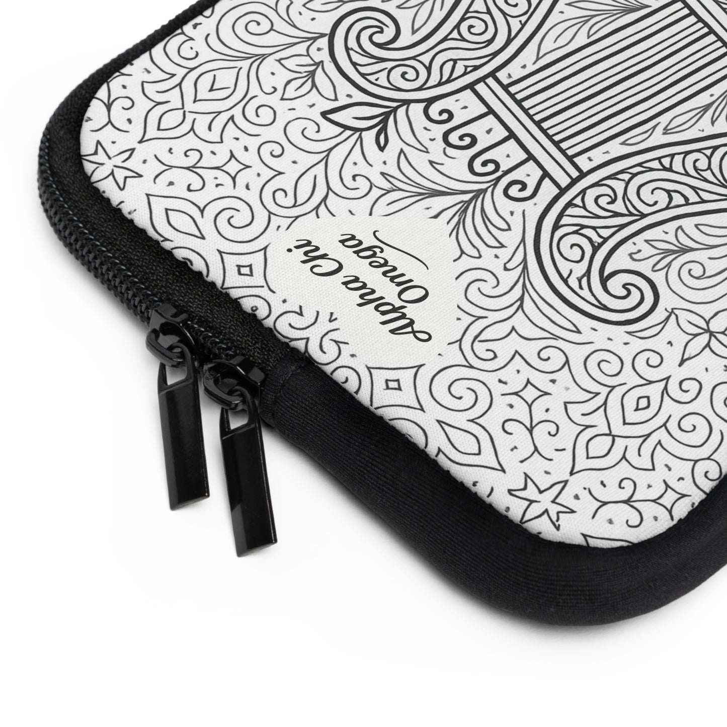 Alpha Chi Omega Lyre Laptop Sleeve — Black & White Decorative Protective Case