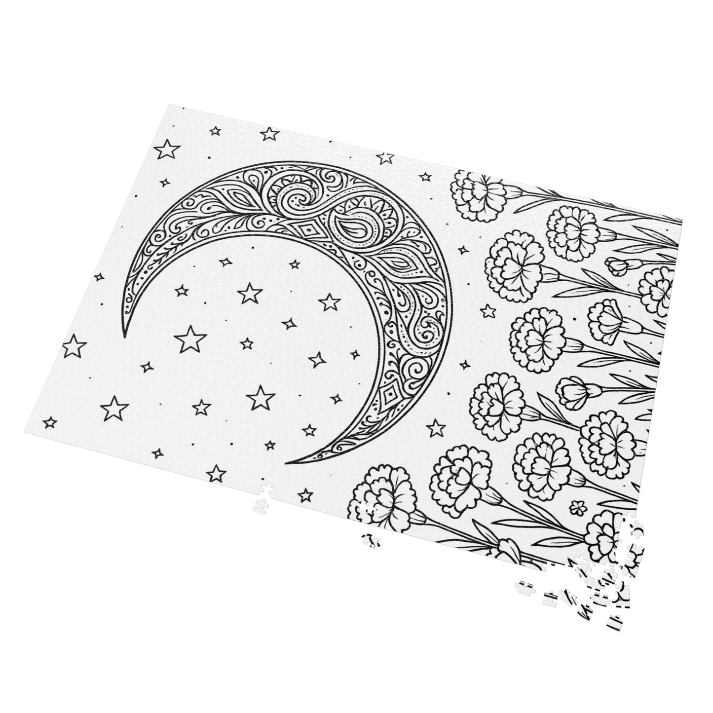 Jigsaw Puzzle: Crescent Moon and Carnations