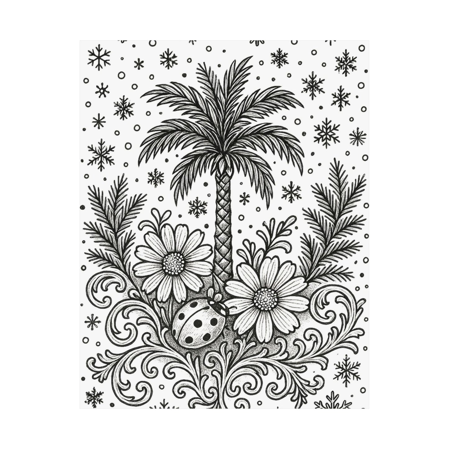Colorable Palm Tree and Lady Bug Poster
