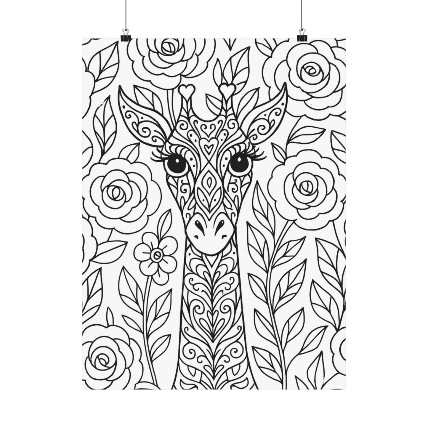 Colorable Giraffe Poster