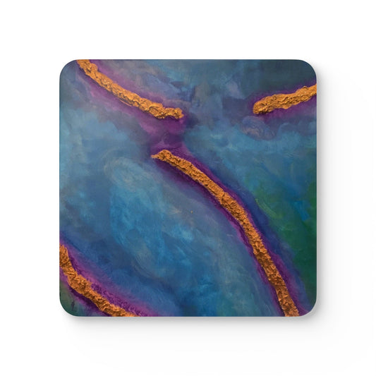 Corkwood Coaster Set titled "Sacred Strength"- by Cancer Survivor artist Alicia Seicshnaydre