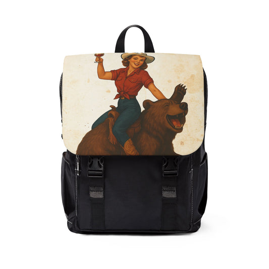 "I Make Pour Decisions" Vintage Cowboy Bear Backpack, Carry your wine to your favorite picnic spot, Fun Outdoor Bag, Gift for Adventure Lovers, Stylish Travel Pack
