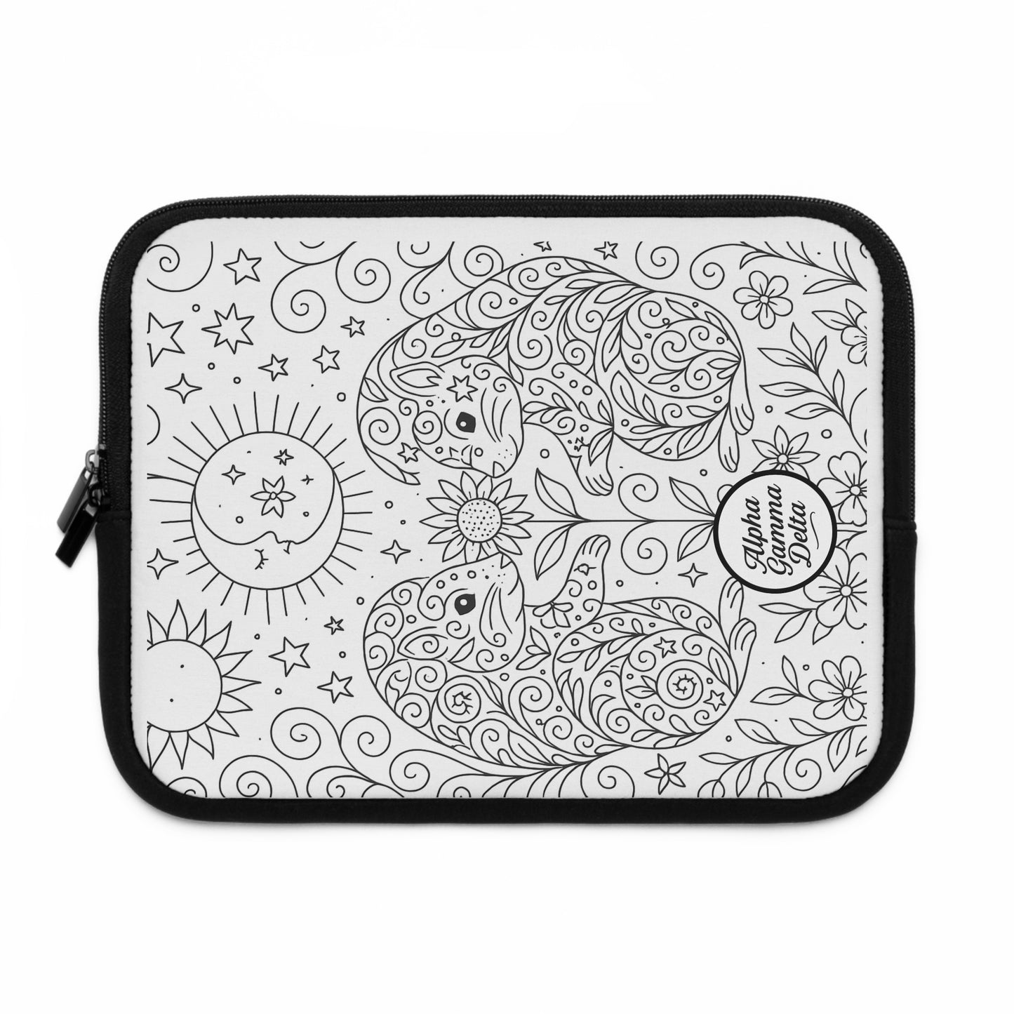 Alpha Gamma Delta Squirrel Laptop Sleeve — Black & White Decorative Protective Case
