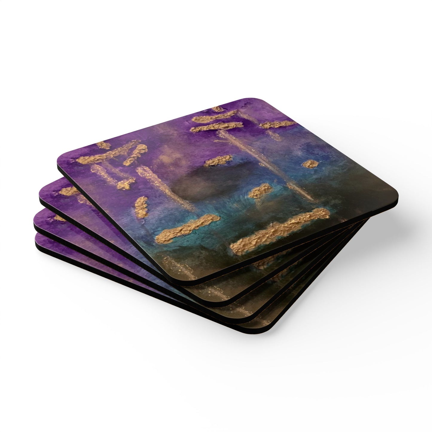 Corkwood Coaster Set titled"Out of Darkness"- by Cancer Survivor artist Tammy Schofield