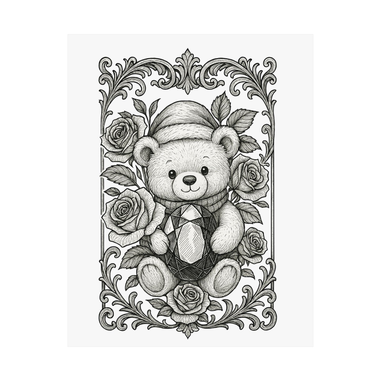 Phi Sigma Sigma Colorable Bear and Sapphire Poster