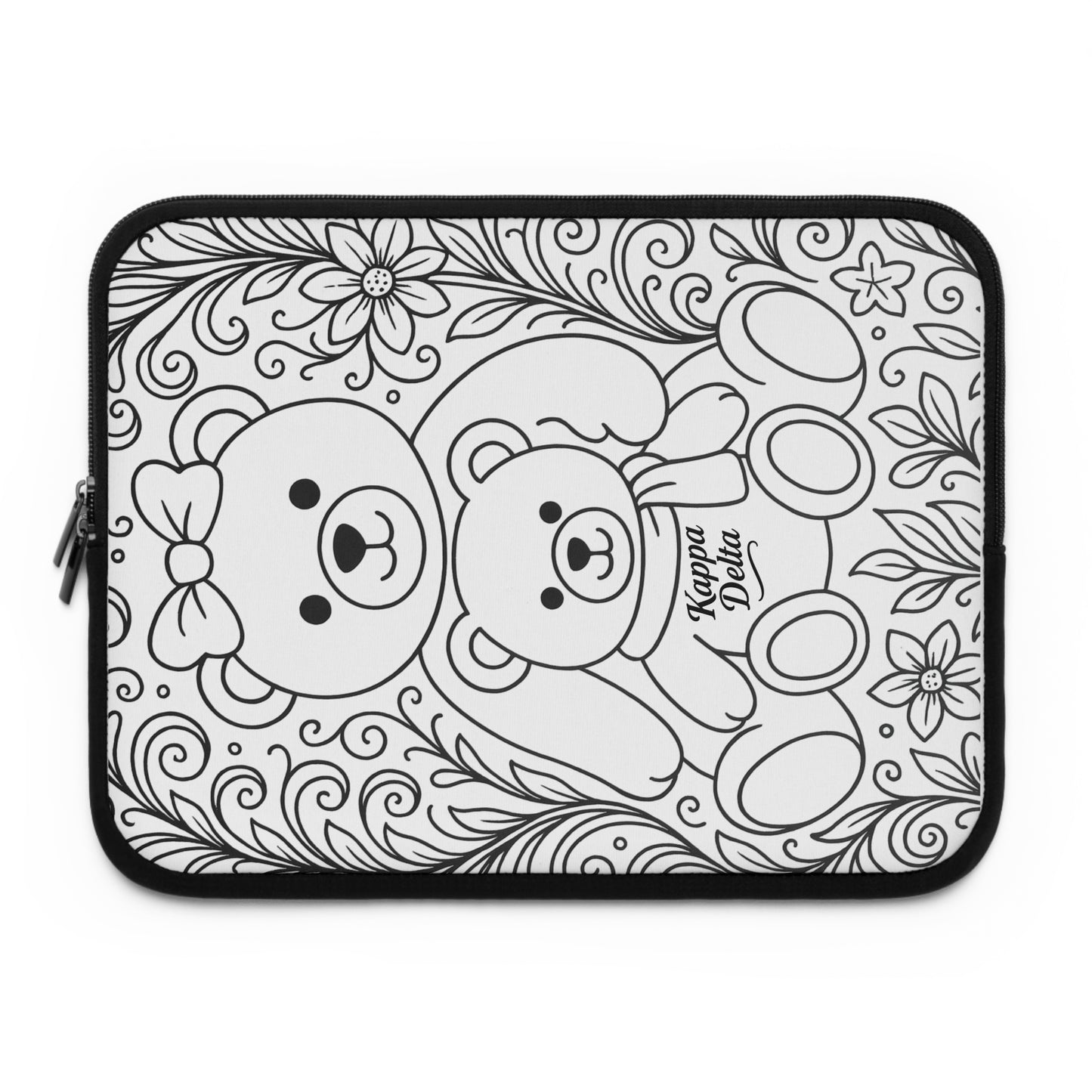 Kappa Delta Bear Laptop Sleeve — Black & White Decorative Protective Case