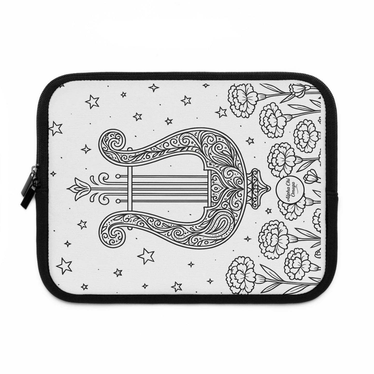 Alpha Chi Omega Lyre Edition Laptop Sleeve — Black & White Decorative Protective Case