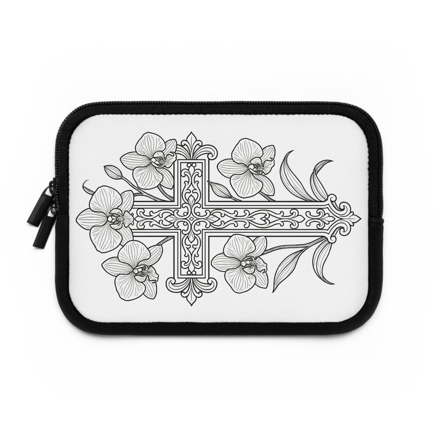Christian Cross Laptop Sleeve — Black & White Decorative Protective Case