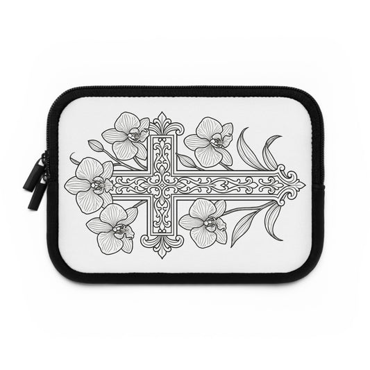 Christian Cross Laptop Sleeve — Black & White Decorative Protective Case