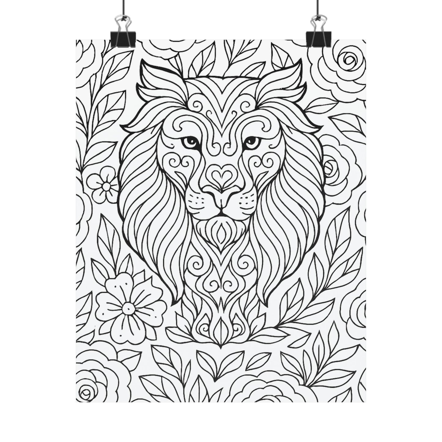 Colorable Lion Poster