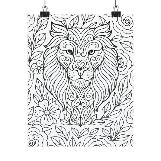 Colorable Lion Poster