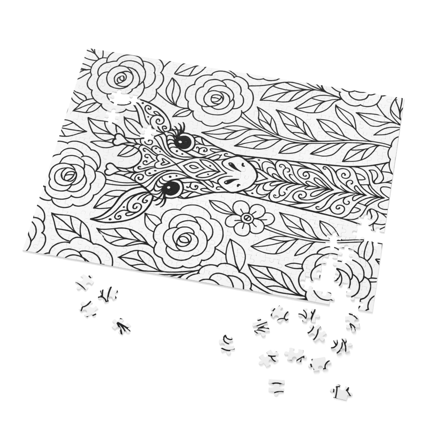 Adult Coloring Giraffe Jigsaw Puzzle with Tin – Mindfulness Puzzle for Stress Relief & Gifts