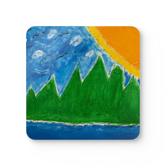 Corkwood Coaster Set titled "God Can Move Mountains" - by Cancer Survivor artist Catrina Sullivan