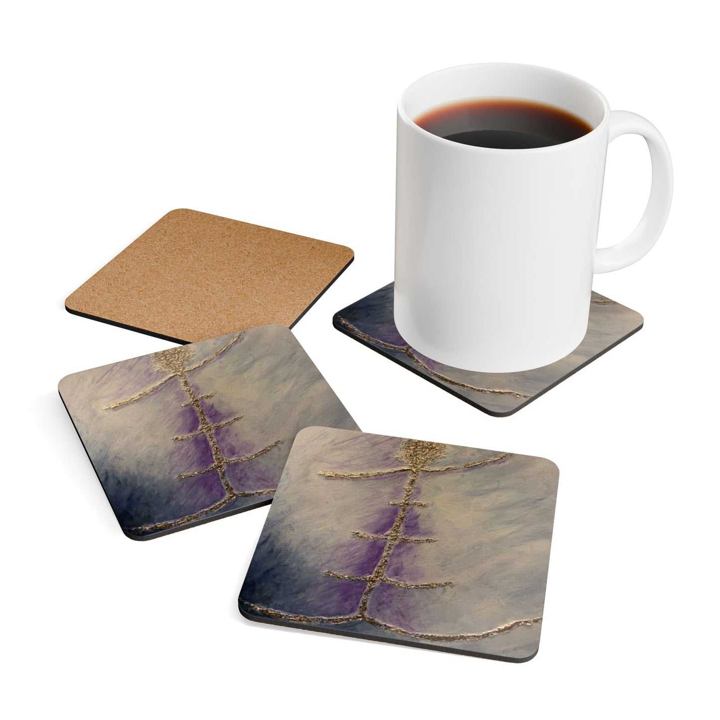 Corkwood Coaster Set titled "Angel's Reach"- by Cancer Survivor artist Jaky Broussard