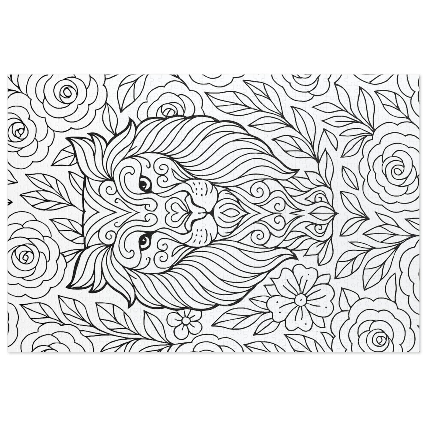 Adult Coloring Lion Jigsaw Puzzle with Tin – Mindfulness Puzzle for Stress Relief & Gifts