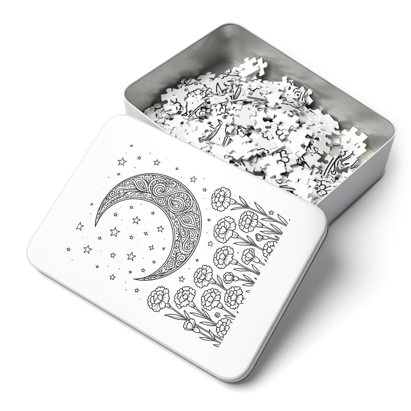 Jigsaw Puzzle: Crescent Moon and Carnations