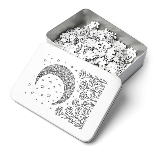 Jigsaw Puzzle: Crescent Moon and Carnations