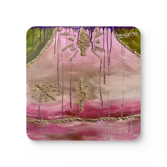 Corkwood Coaster Set titled "Overcomer" - by Cancer Survivor artist Nikkole Jones